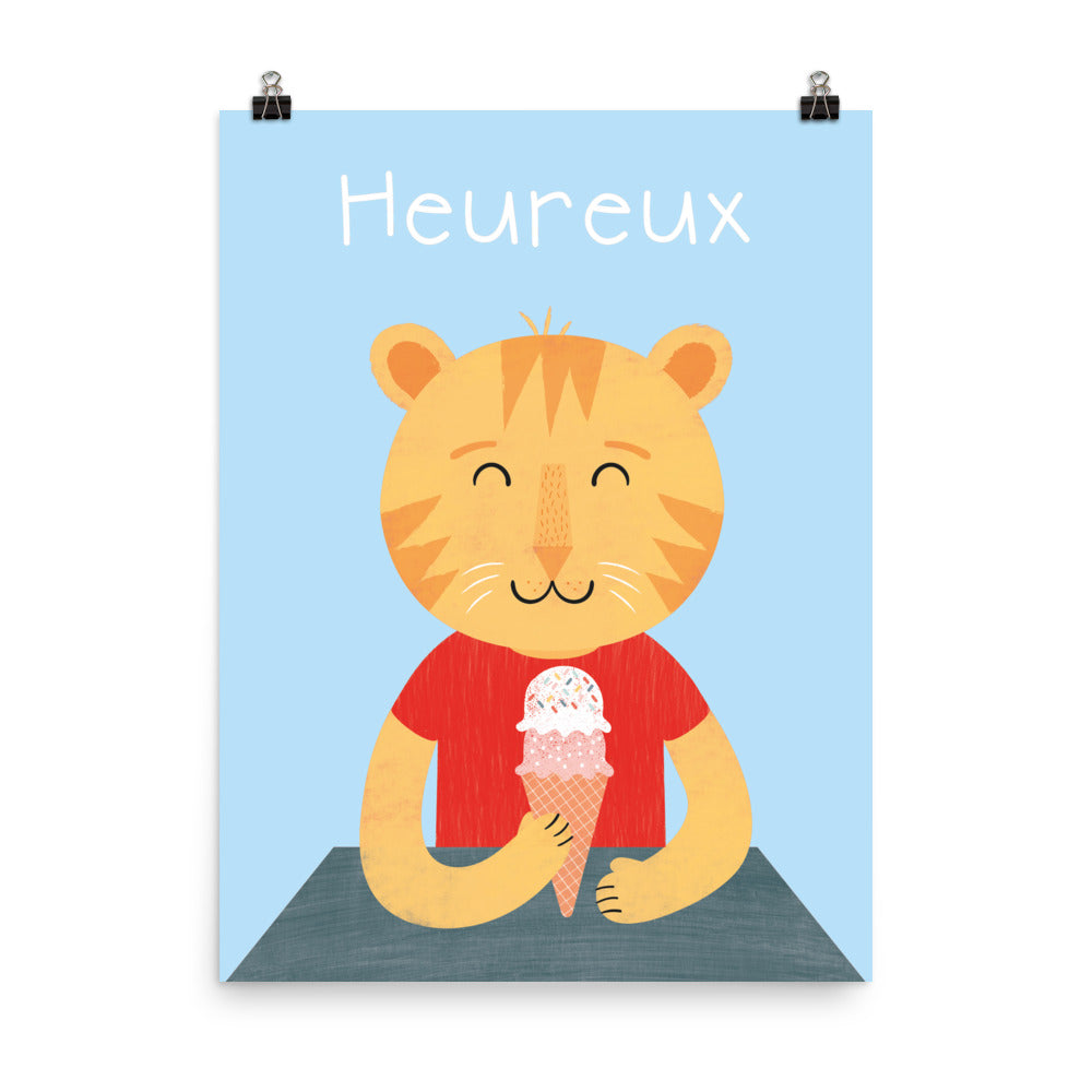 Happy Cat Art Print - French